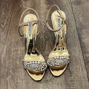 Badgley Mischka Gold and Silver Embellished Heels AS IS